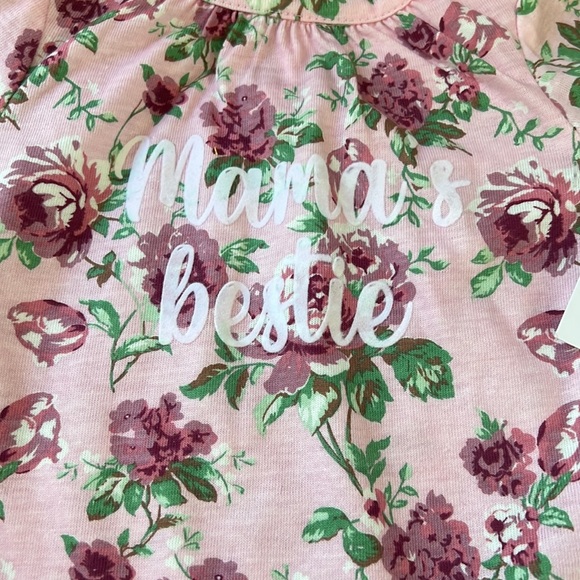 Baby Girl Pink Floral Mama’s Bestie Bodysuit Pants Headband Socks Set - Picture 2 of 7